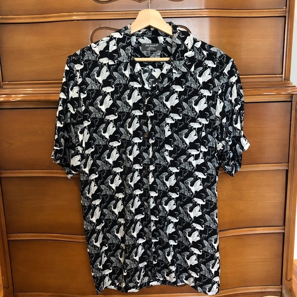 Black and white flamingo button down. - Picture 4 of 5